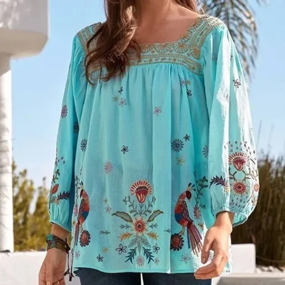 Johnny Was heavily embroidered “Lucy” artesian blouse NWT - Picture 2 of 16